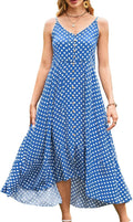 Women's Summer Boho Polka Dot Midi Sundress - Flowy V Neck