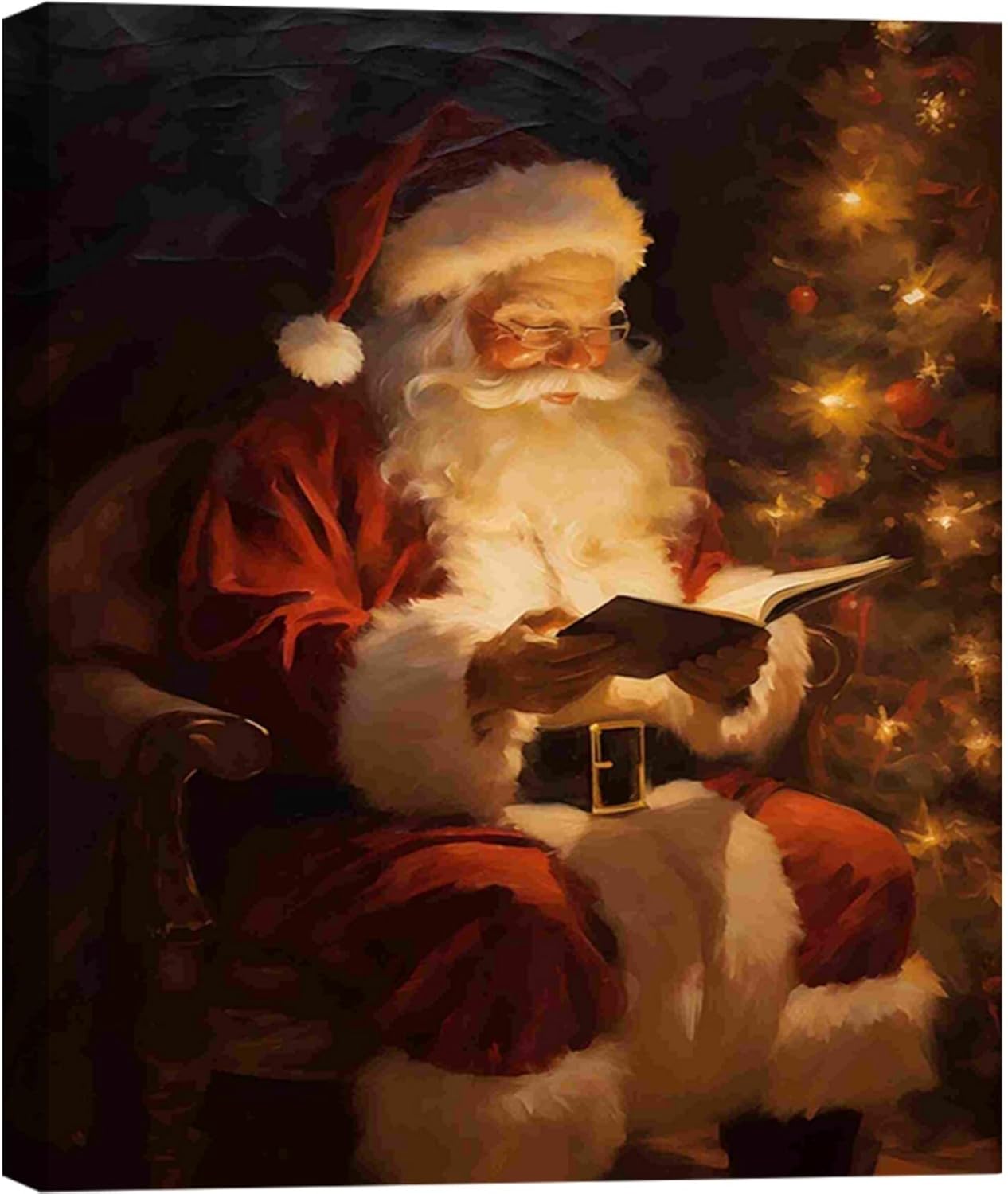 Santa Reading Book Christmas Wall Art for Festive Home Decor