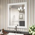 Bathroom Mirror 24x30 in White Thick Metal Framed - Elegant, Durable