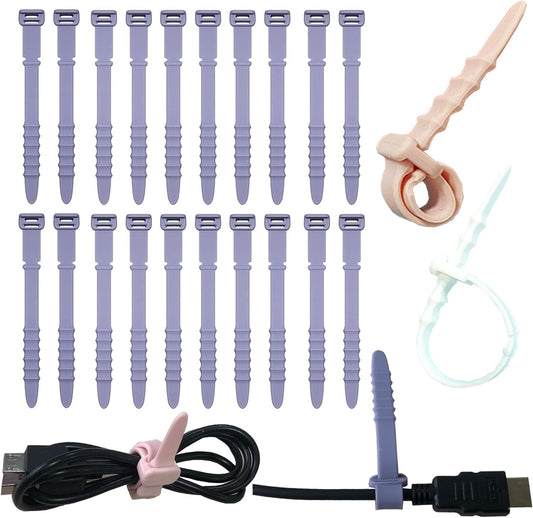 20PCs Purple Silicone Cord Organizer - Tangle-Free Solution