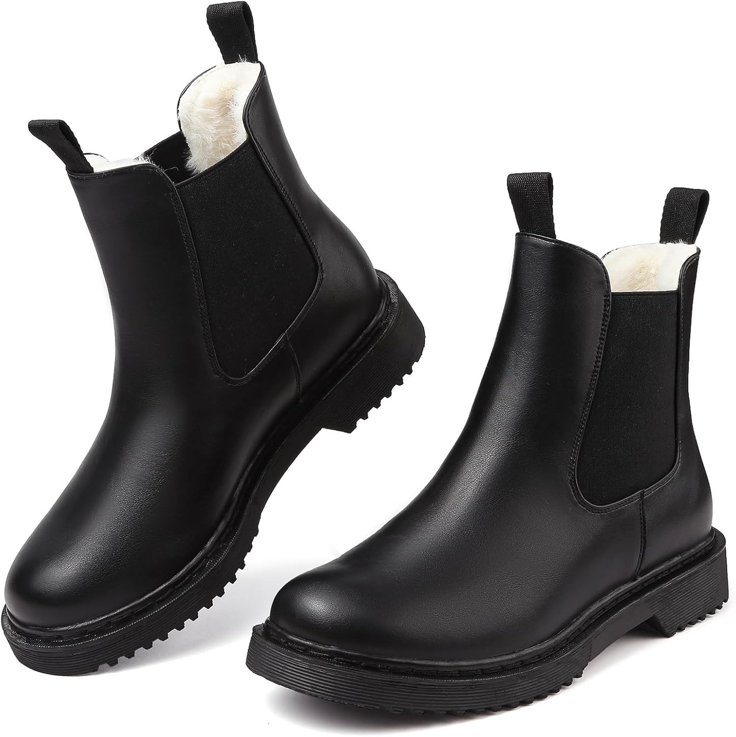 Womens Chelsea Boots Warm Fur Lined Winter Booties for Style