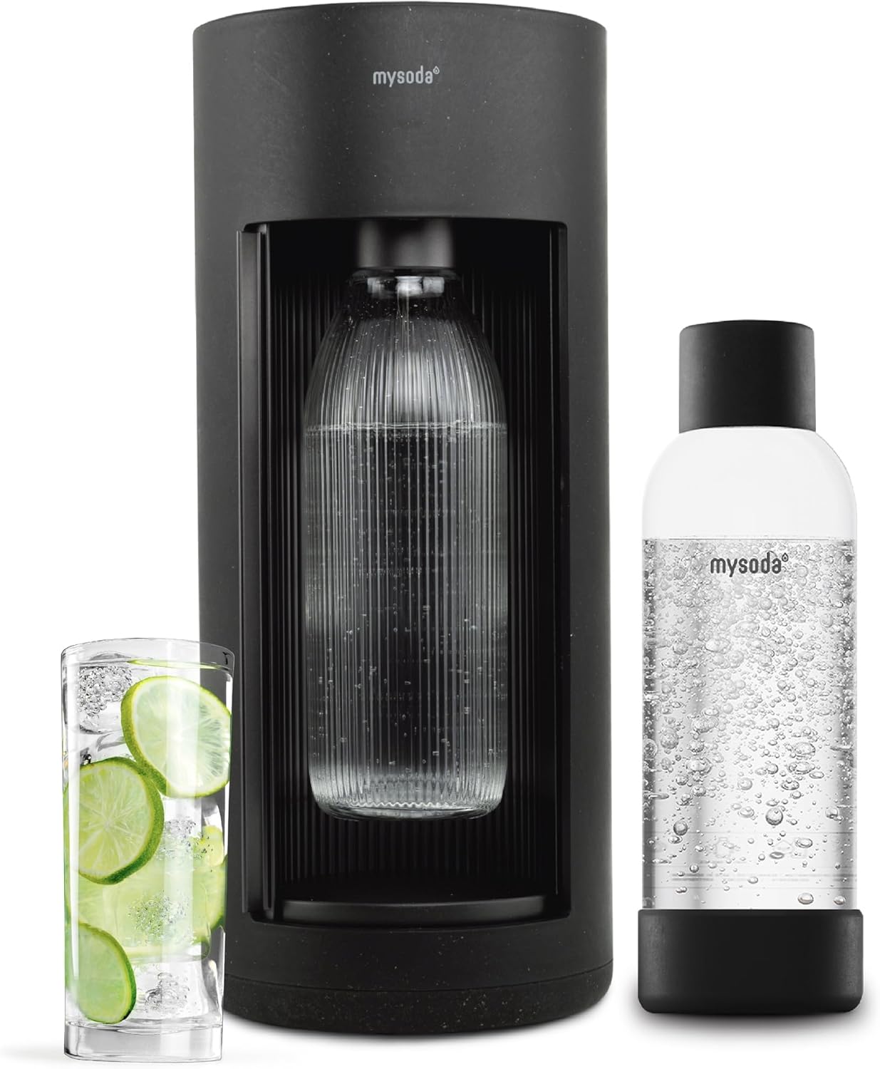 Mysoda Glassy Sparkling Water Maker - Silent Nordic Design - Black