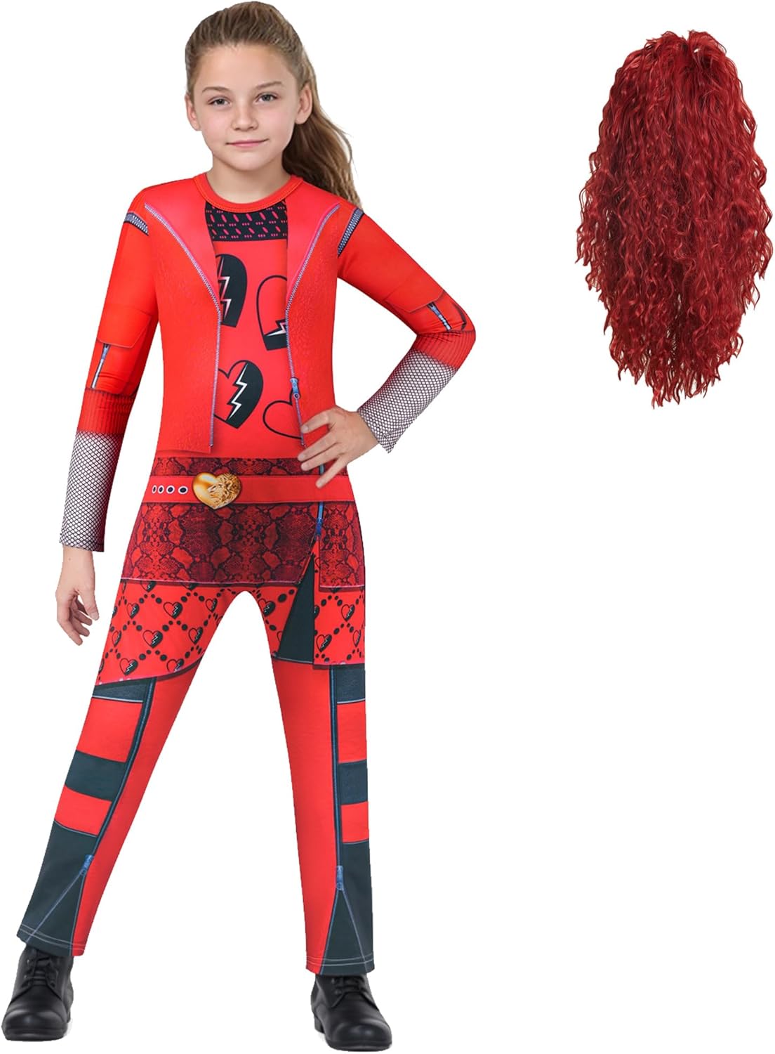 Zamzirrow Girls Rise Red Costume with Wig for Kids