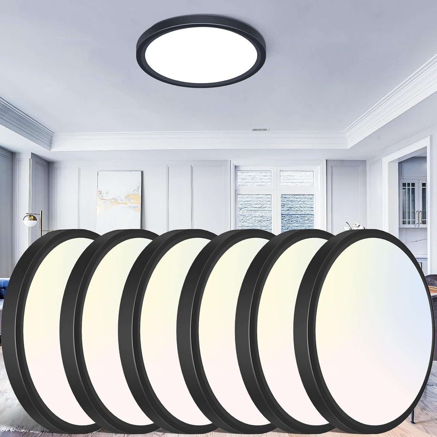 Flush Mount LED Ceiling Light Fixture - Adjustable 3000K 4000K 6500K