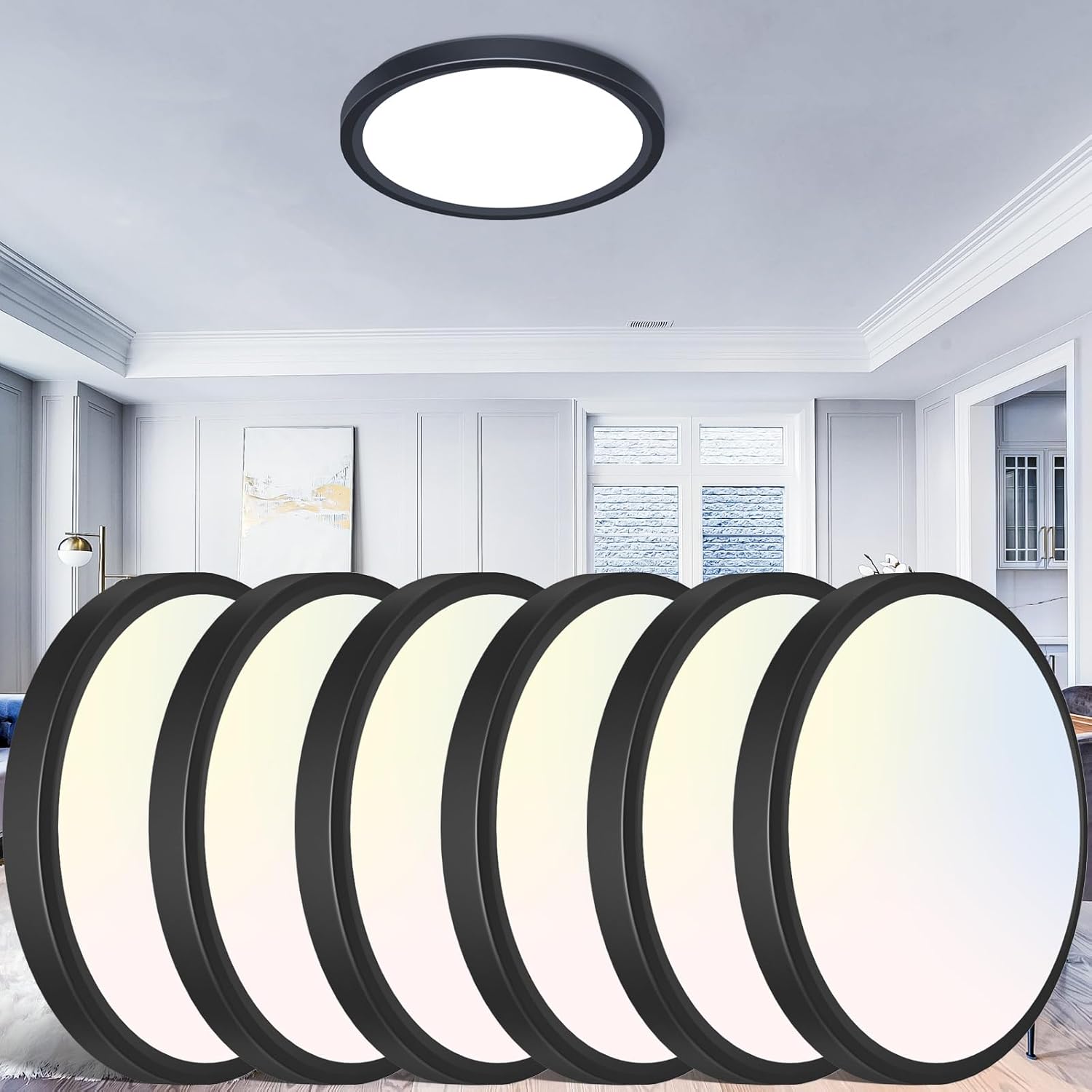 Flush Mount LED Ceiling Light Fixture - Adjustable 3000K 4000K 6500K