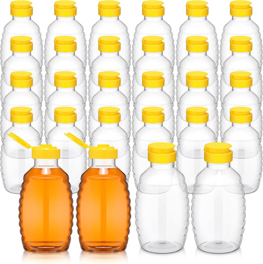 24 Pcs Clear Plastic Honey Bottles for Easy Dispensing and Storage