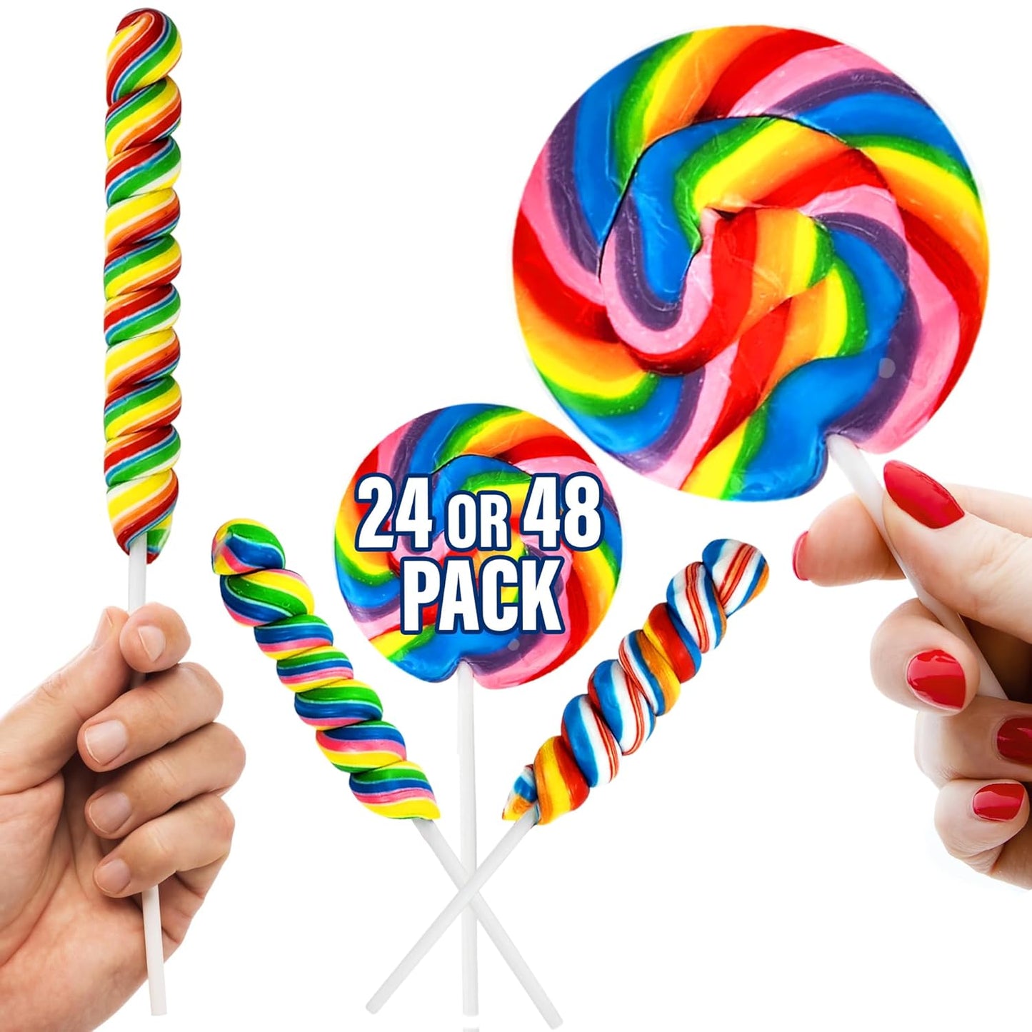 288 Large Rainbow Lollipops Bulk for Holiday Party Favors