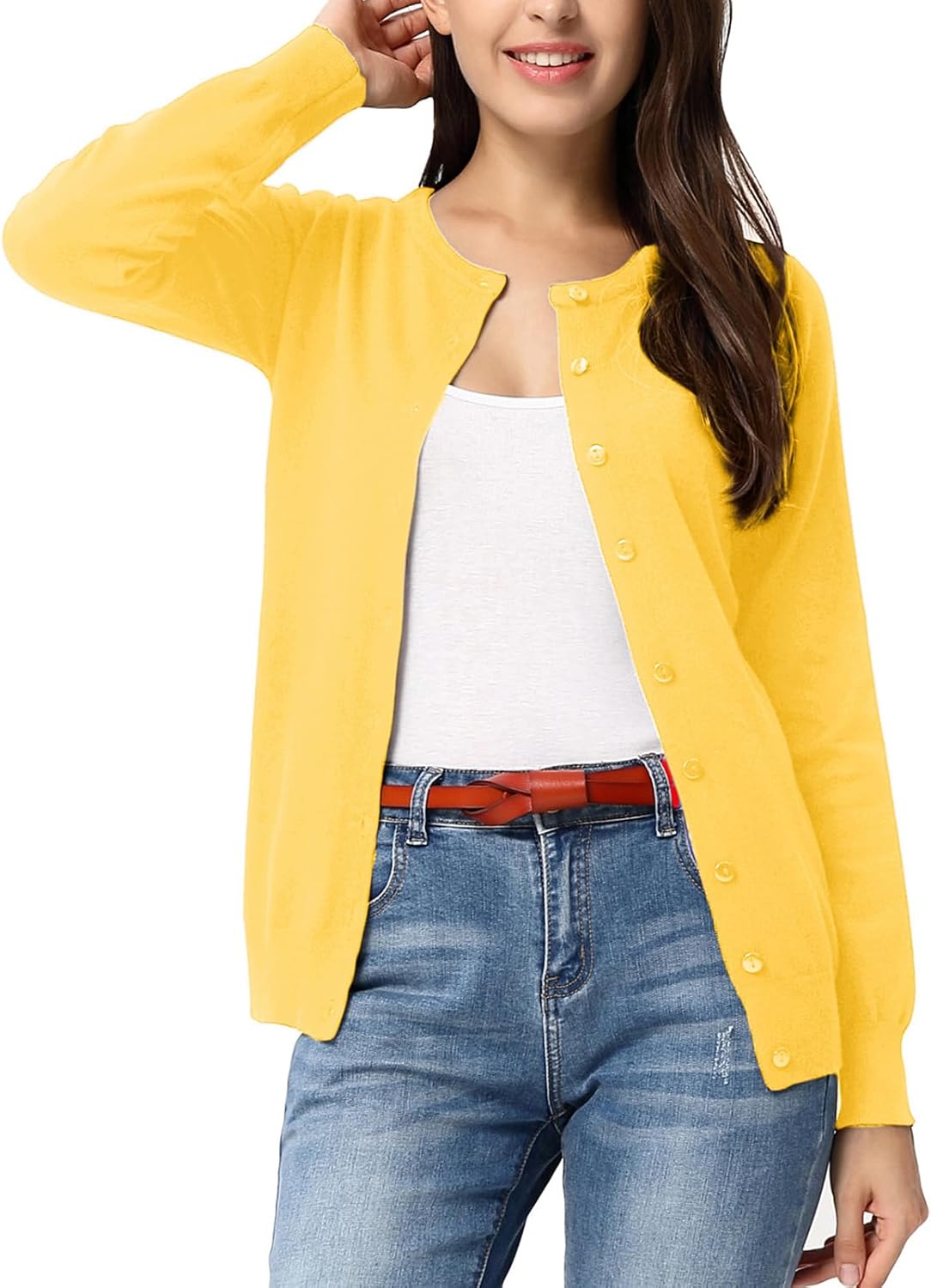 Classic Long Sleeve Knit Cardigan for Women - Casual Style