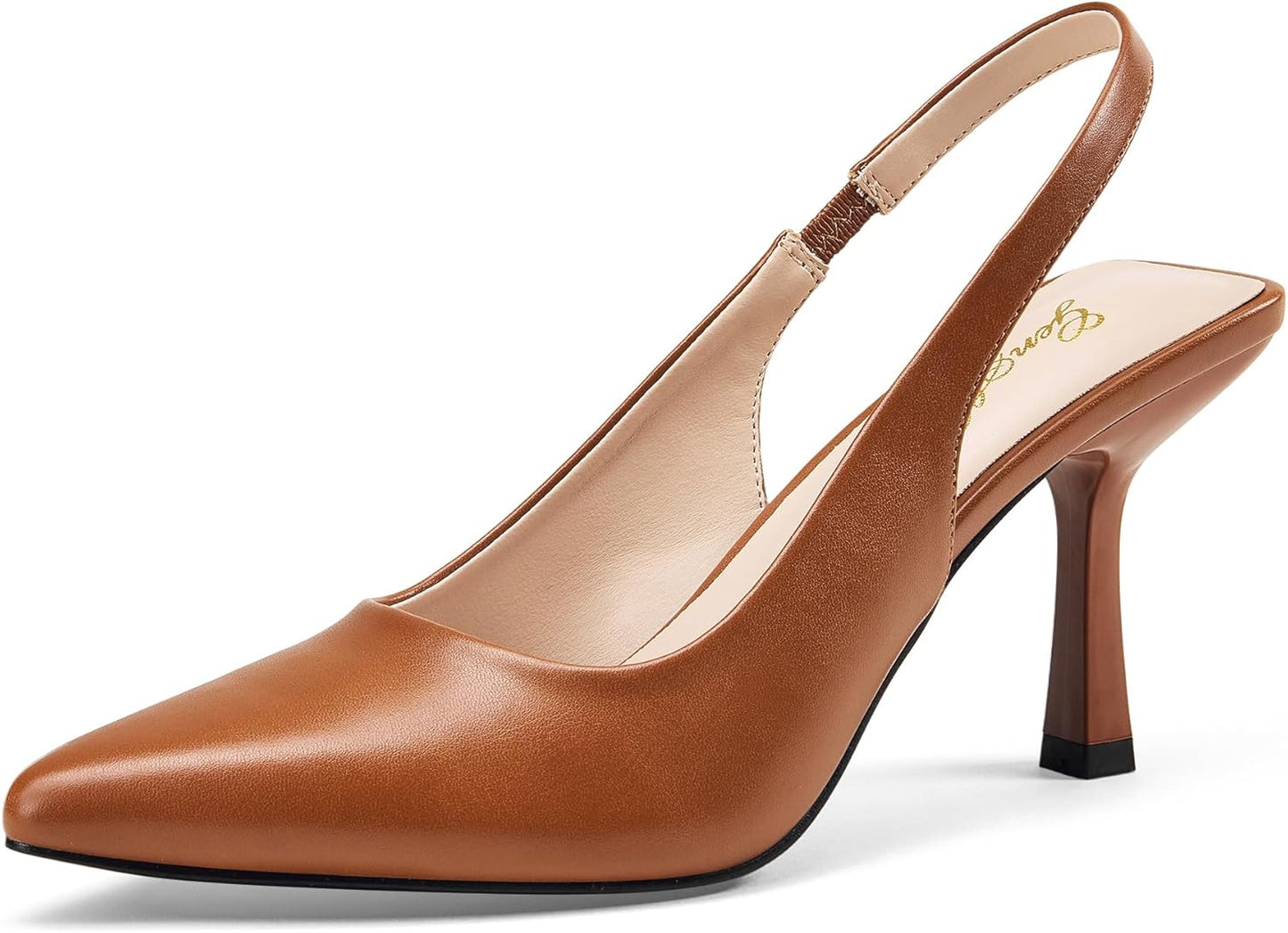 GENSHUO Women's Slingback Kitten Heel Stiletto Pumps for Elegance