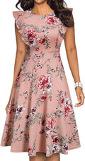 YATHON Women's Vintage Ruffle Floral A Line Swing Dress