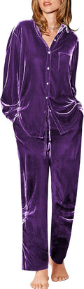 Ekouaer Velour Track Suits for Women Long Sleeve Pajama Set - Soft