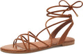 Women's Strappy Gladiator Lace Up Flats - Lightweight Summer Tie-Up