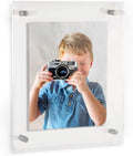 Floating Acrylic Frame 16x18 Panels for 12x14 Art - Muted Chrome