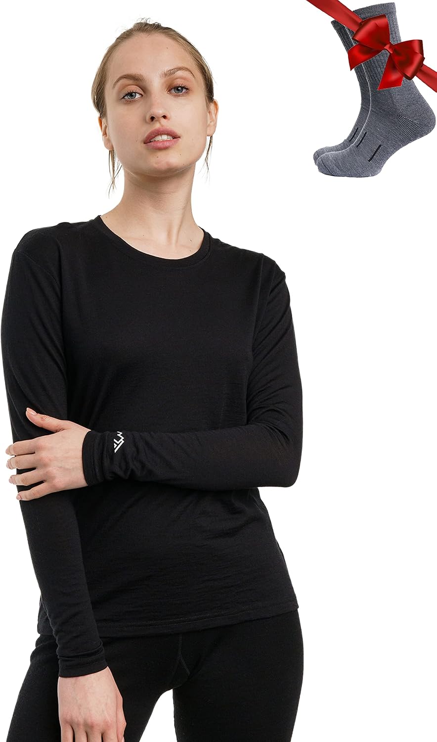Merino Wool Base Layer Women - Comfortable Thermal Shirt & Socks