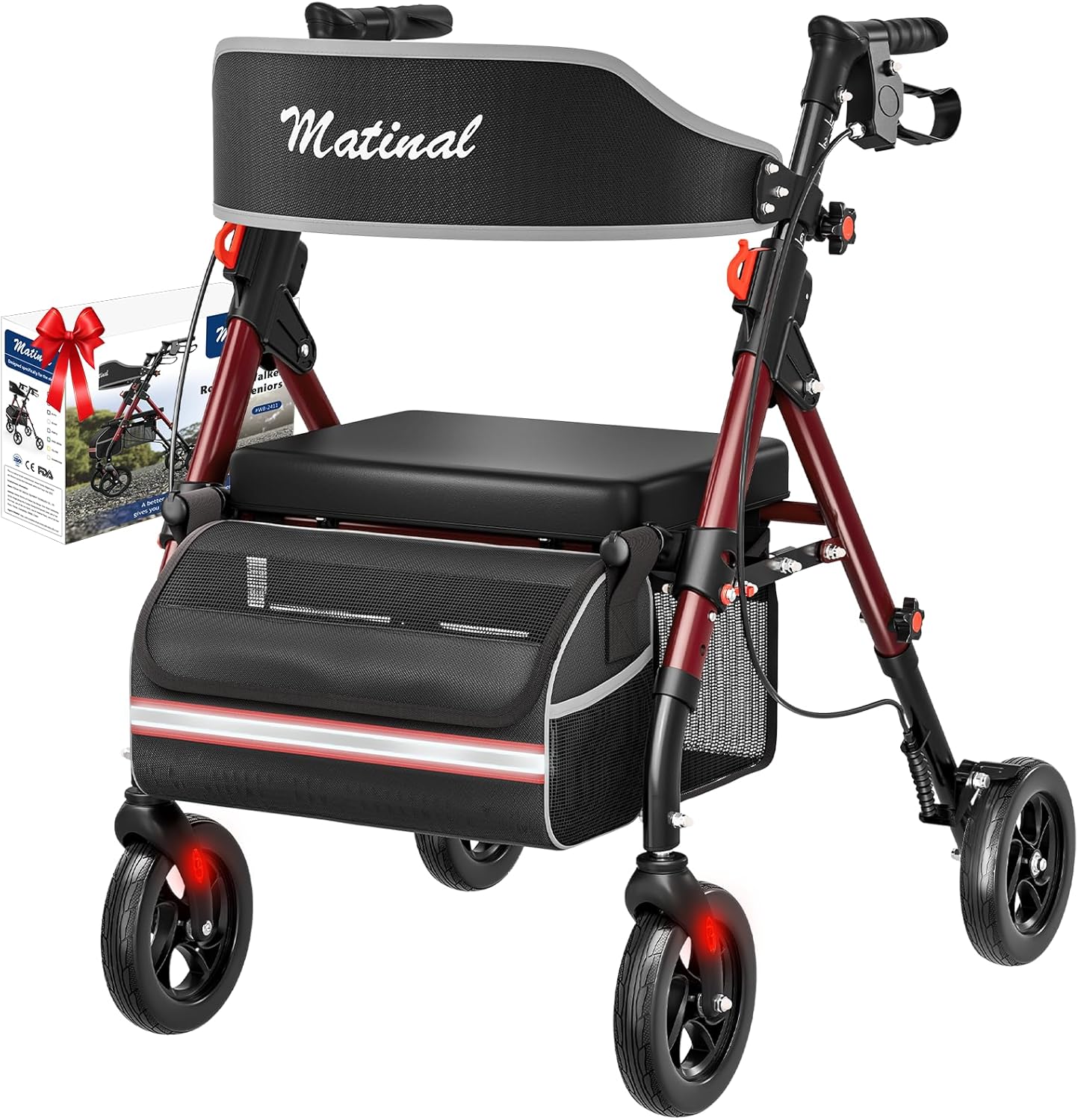 Walkers for Seniors with Seat, 350 lb Capacity Rollator Walker