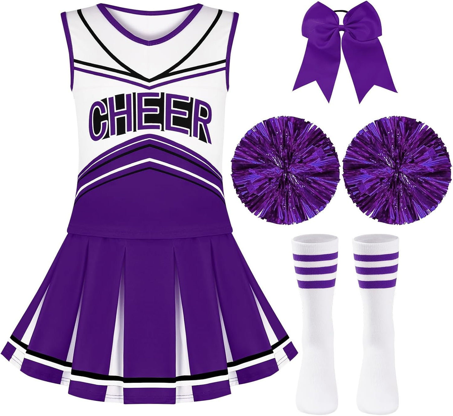 Cheerleader Costume for Girls 6-12Y Perfect for Halloween Fun