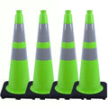 BESEA 28in Green Traffic Cones 4PCS - Durable Reflective Safety Set