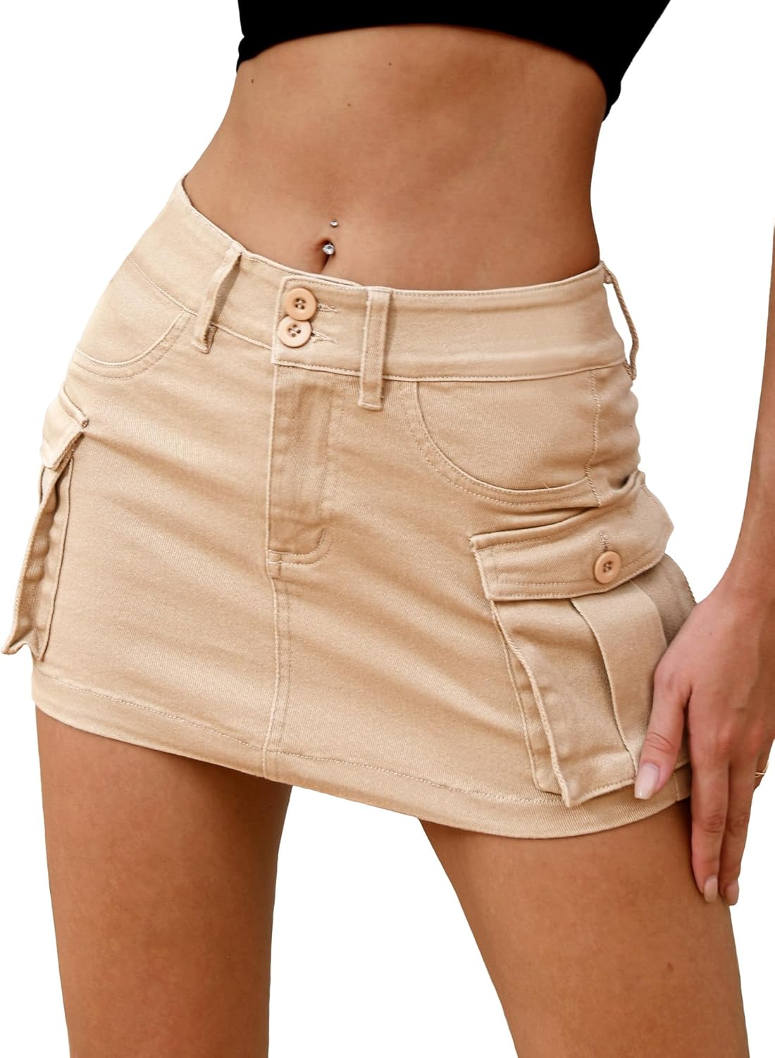 High Stretchy Denim Cargo Skort for Women - Y2K Mini Style