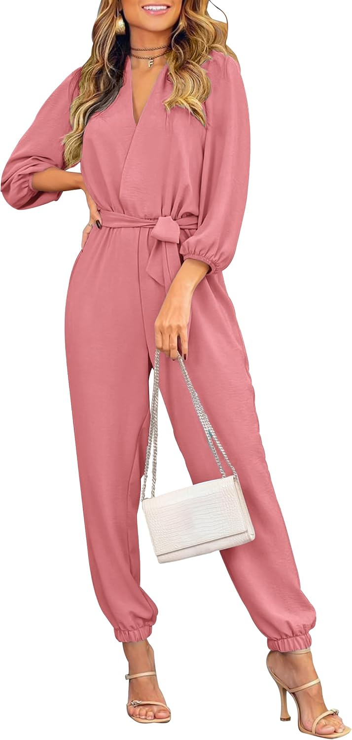 PRETTYGARDEN Women's Fall Jumpsuits for Dressy Casual Style