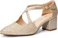 DREAM PAIRS Women's Chunky Heels Dress Pumps - Comfortable Cross Strap