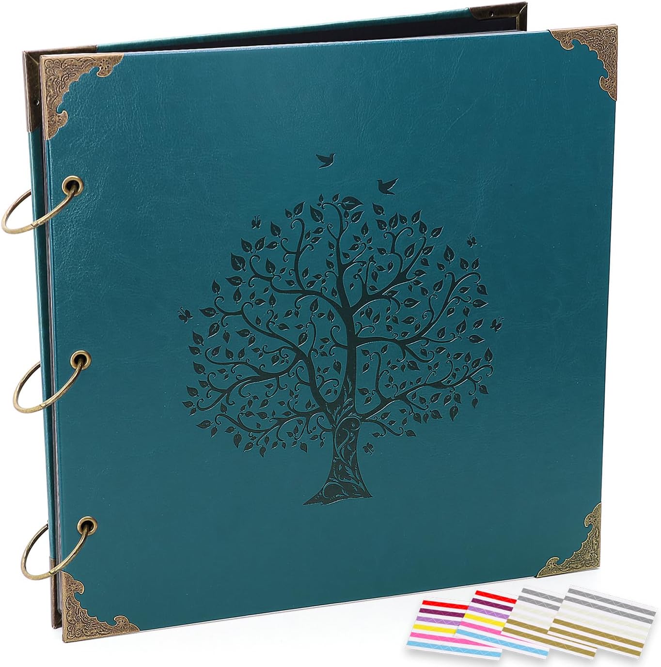 DIY Scrapbook Photo Album with Vintage Leather Cover for Memories