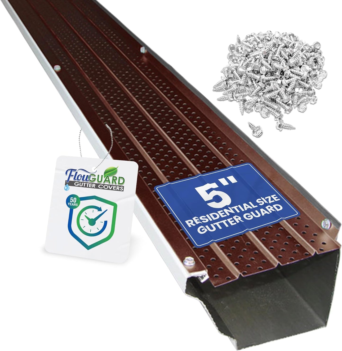 FlowGuard USA Made 5 Inch Gutter Cover System - 50-Year Warranty