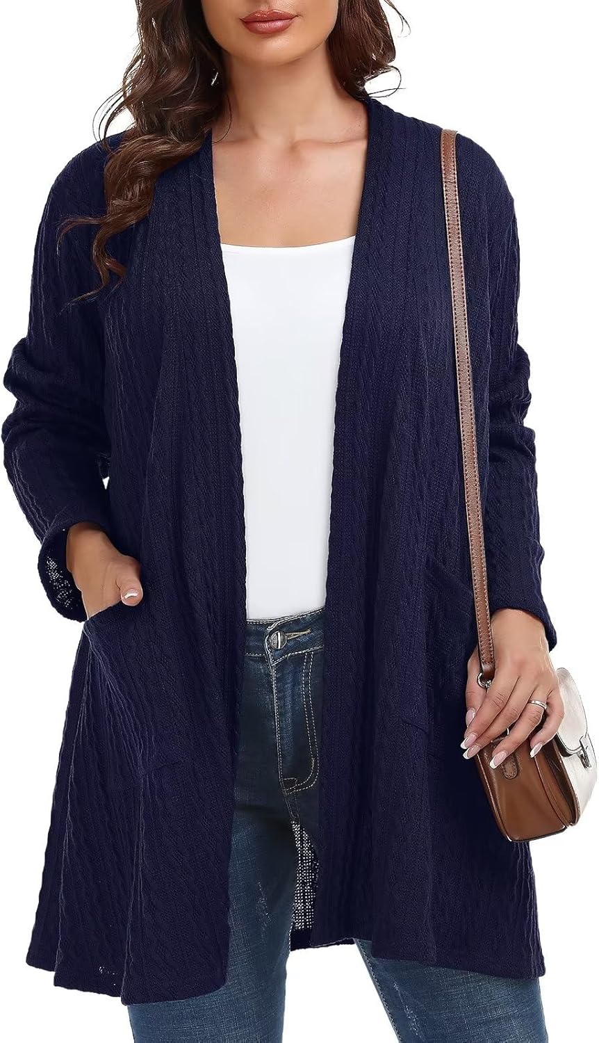 Plus Size Cardigan for Women - Lightweight Fall Sweater with Pockets
