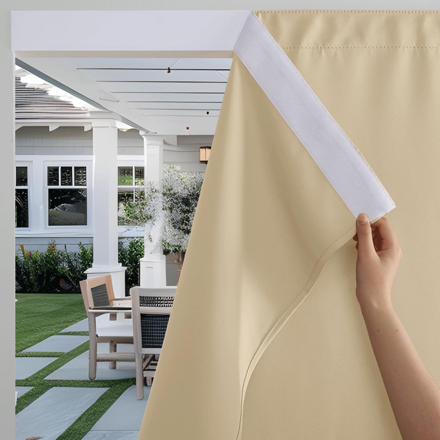 RYB HOME Windproof Outdoor Curtains for Patio Waterproof Shade