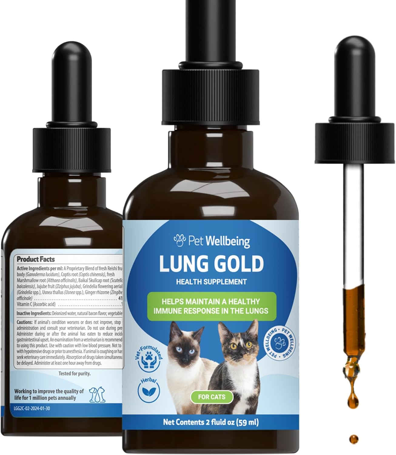 Pet Wellbeing Lung Gold for Cats - Natural Immune Support