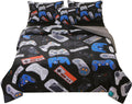 JQinHome Twin Gamer Comforter Set for Boys - 6 Piece Bedding