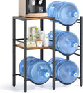 5 Gallon Water Jug Holder with Rustic Wood Storage Shelves