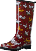 Women's Knee High Printed Rain Boots - Waterproof Garden Shoes