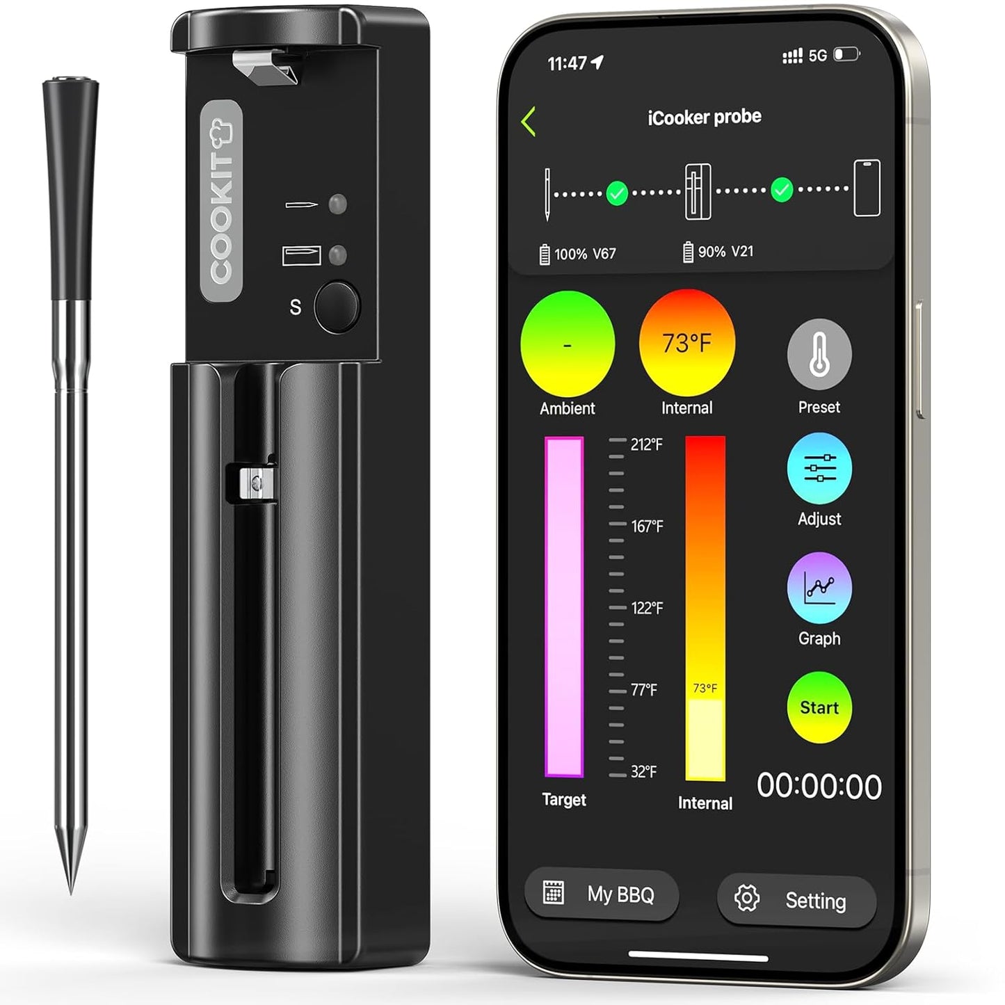 800FT Wireless Meat Thermometer - Cook Perfectly with COOKIT!