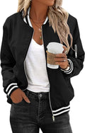 Women's Bomber Jacket Casual Coat Zip Up Outerwear with Pockets