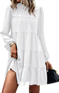 KIRUNDO Long Sleeve Babydoll Dress 2025 - Flowy Tiered Mini Shoes