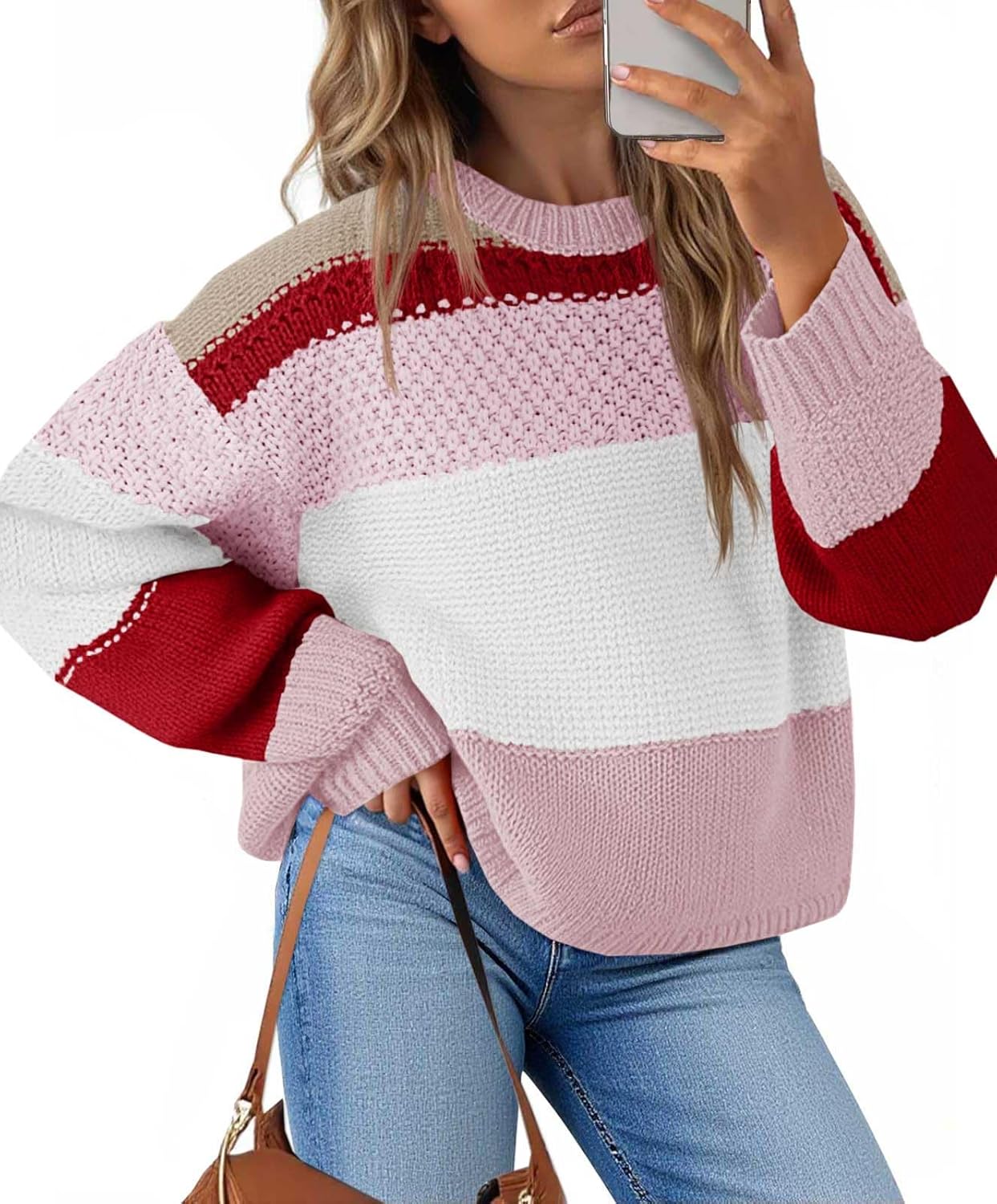 Trendy Color Block Cropped Sweater for Women in 2025 Fashion