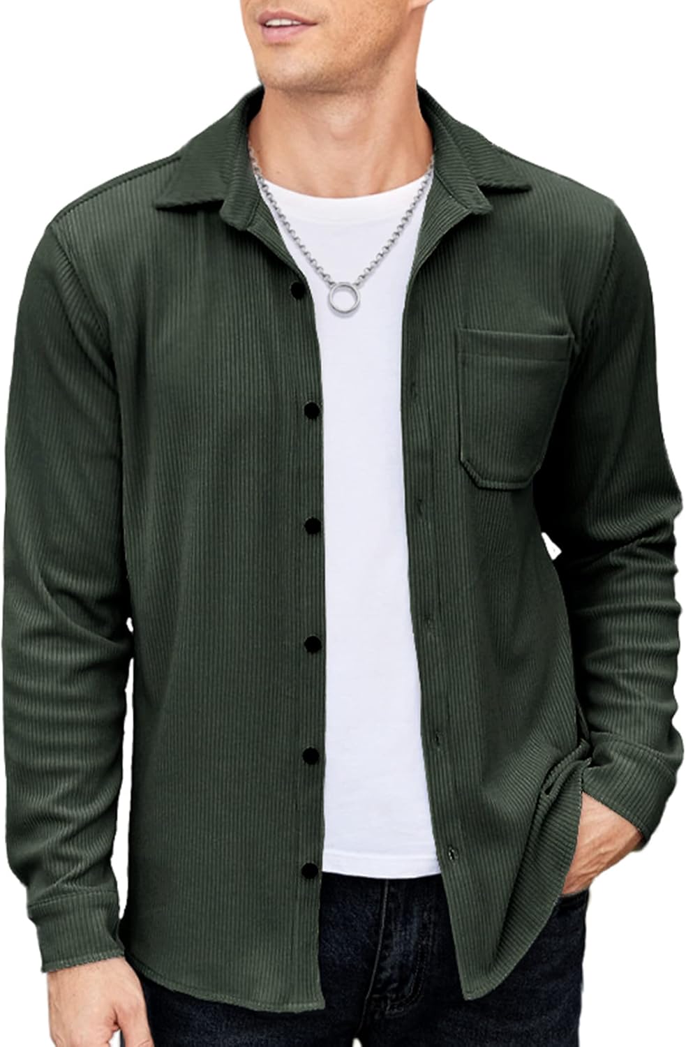 COOFANDY Men's Corduroy Shirt Casual Shacket for All Occasions