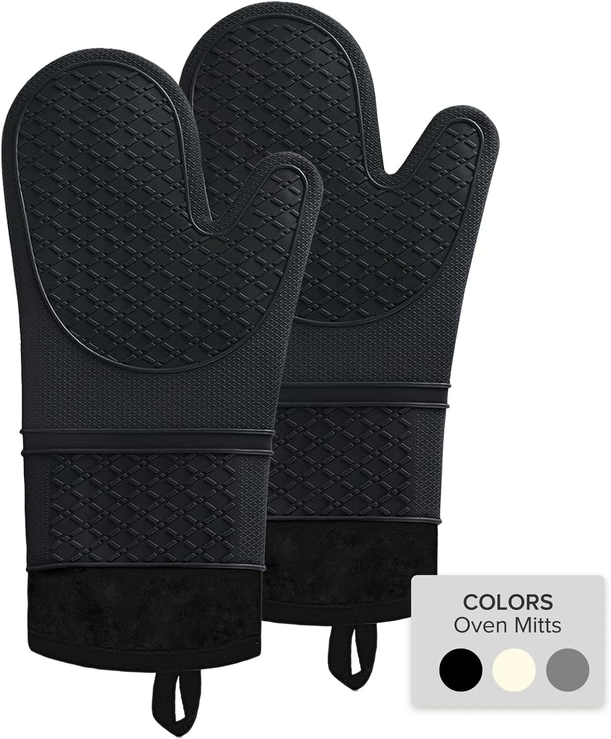 Heat Resistant Silicone Oven Mitts Duo - Waterproof & Non-Slip Grip