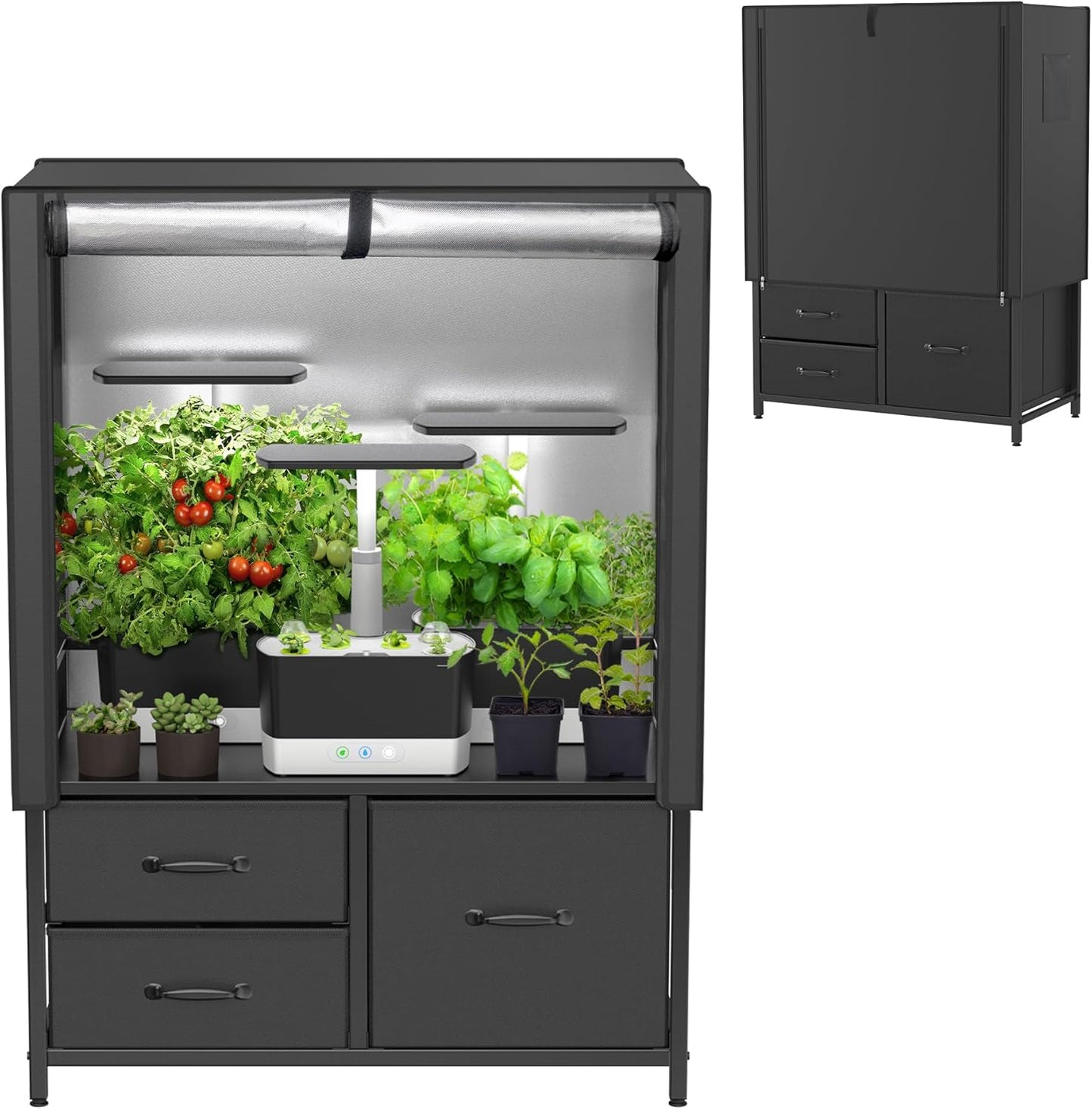 Hydroponics Grow Tent w/ Drawer & Reflective Mylar - GDLF