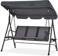 HABUTWAY Outdoor Patio Swing with Adjustable Canopy for 3 People