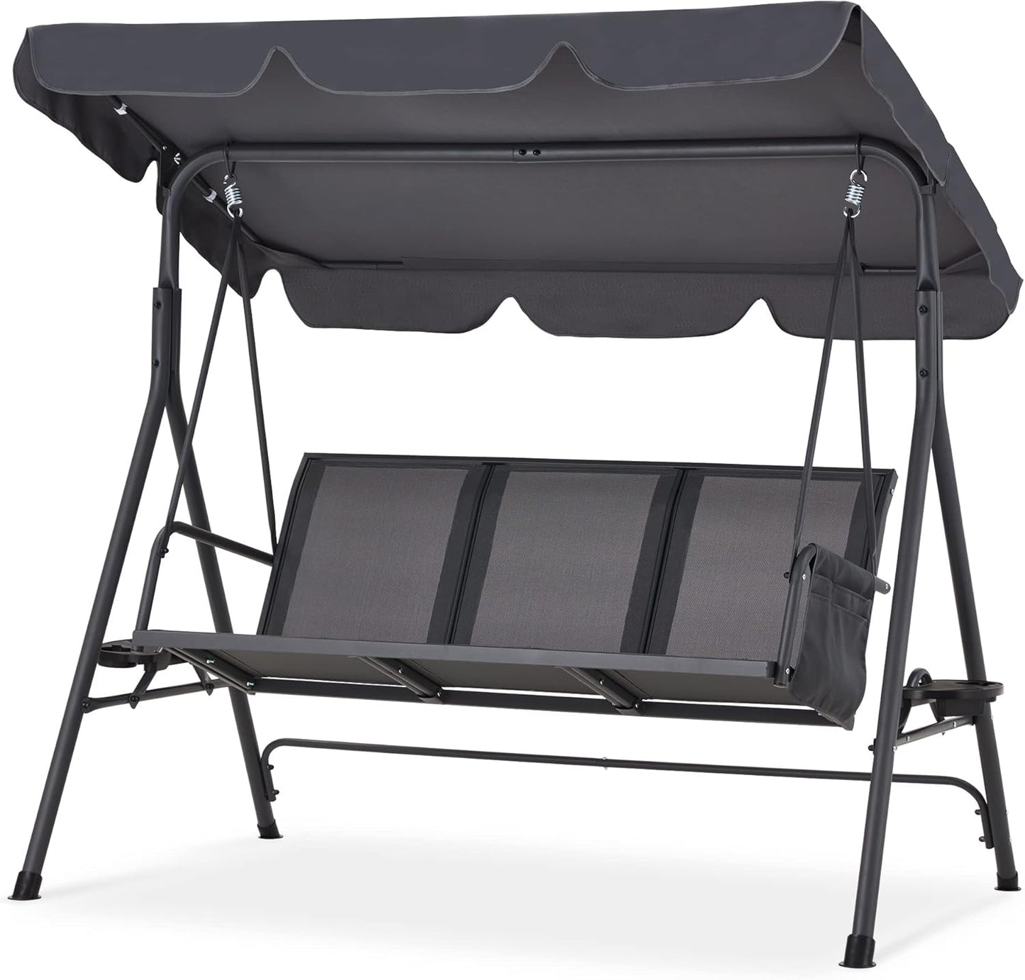 HABUTWAY Outdoor Patio Swing with Adjustable Canopy for 3 People