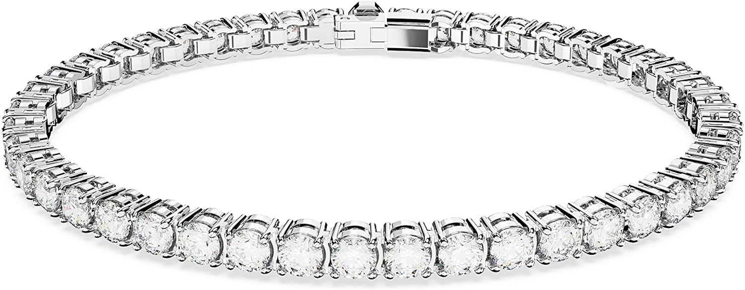 Swarovski Matrix Tennis Bracelet with Round Cut Crystals