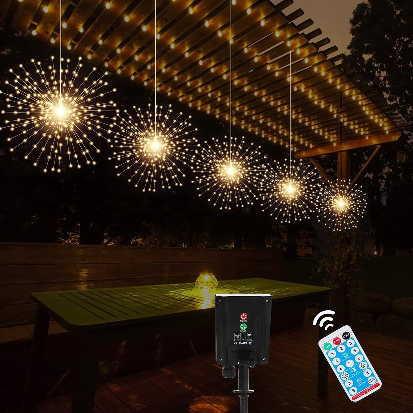 5 Pack Solar Starburst Sphere Lights for Festive Decor