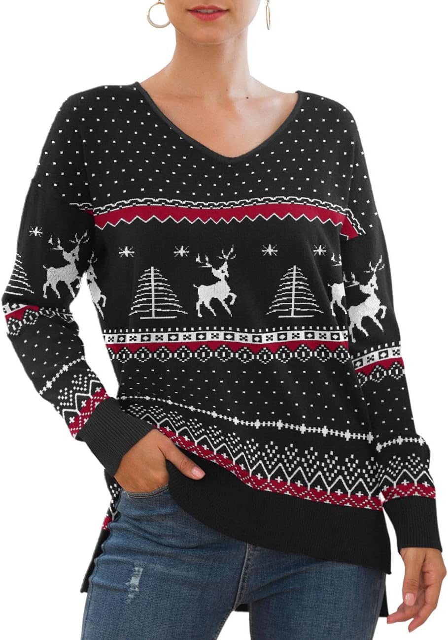 Jouica Women's Casual Lightweight V Neck Batwing Sleeve Sweater