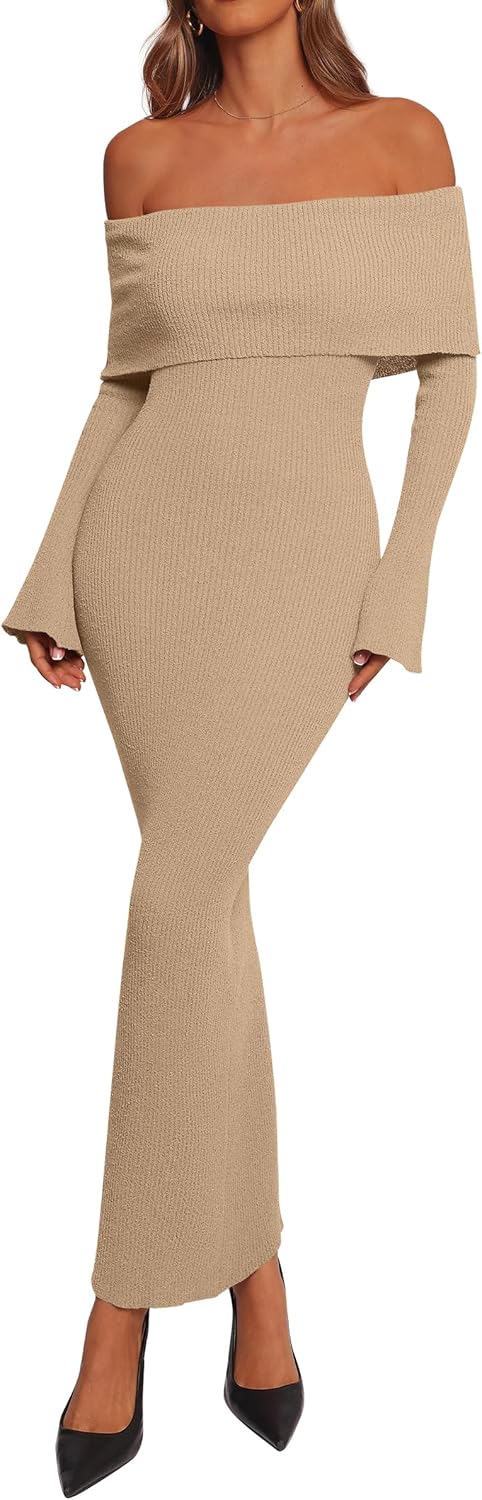 Dowerme Women's Off The Shoulder Sweater Dress for 2025 Events