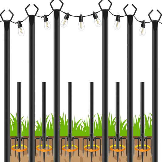 10 Ft Metal String Light Poles for Outdoor Decor and Events