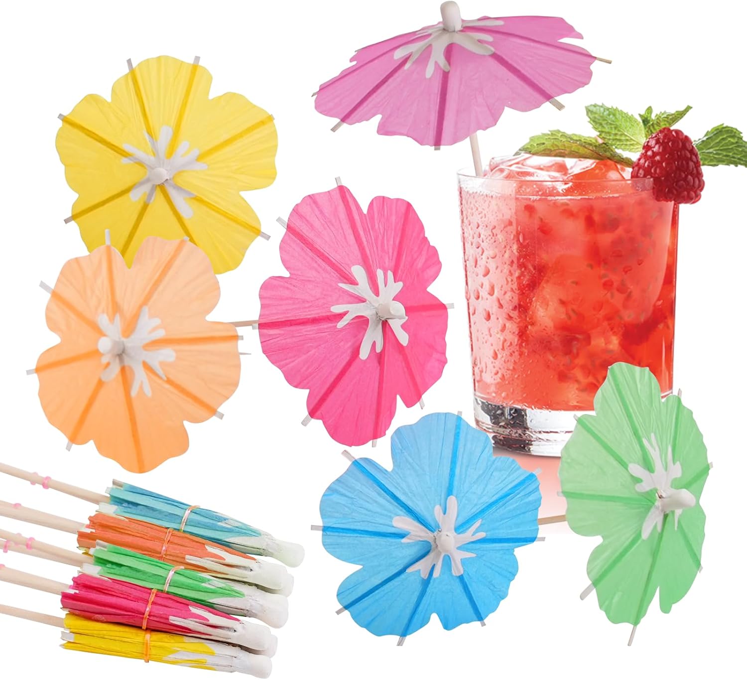 Tropical Party Mini Umbrellas - 100 Pack