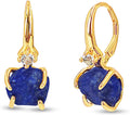 Real Raw Crystal Drop Earrings - Genuine Gold Over Sterling