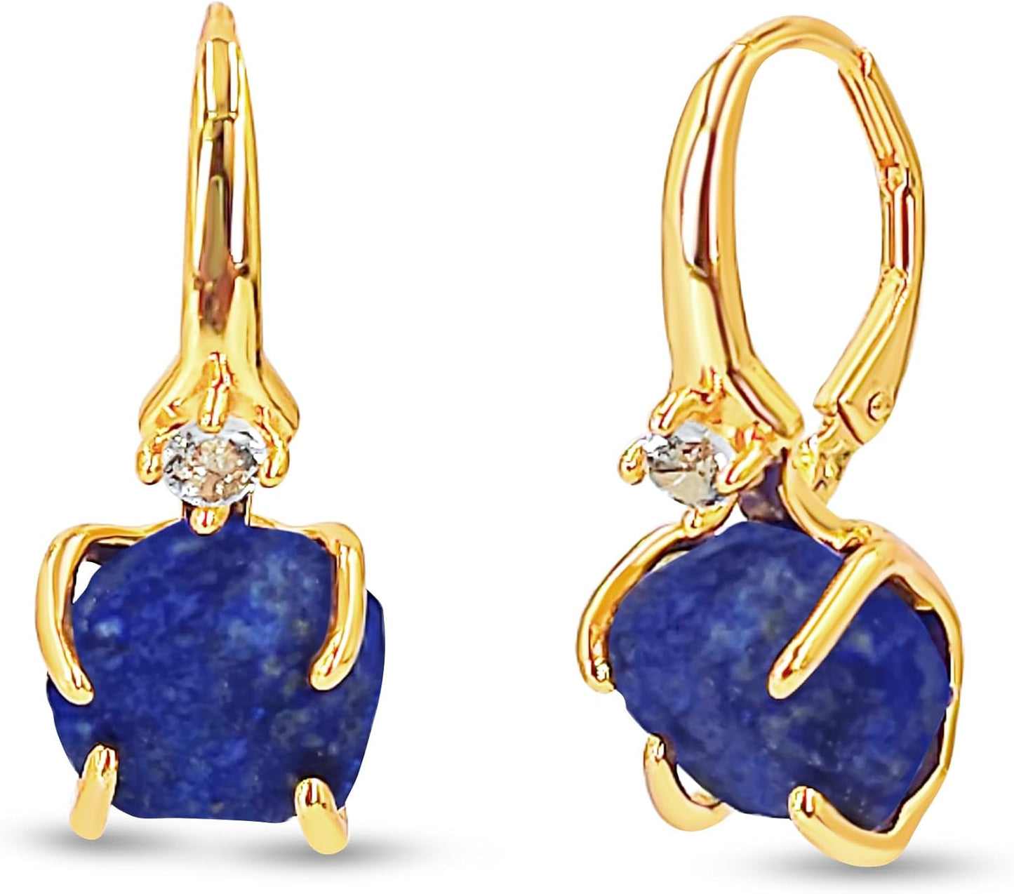 Real Raw Crystal Drop Earrings with Real Gold Birthstone Gift