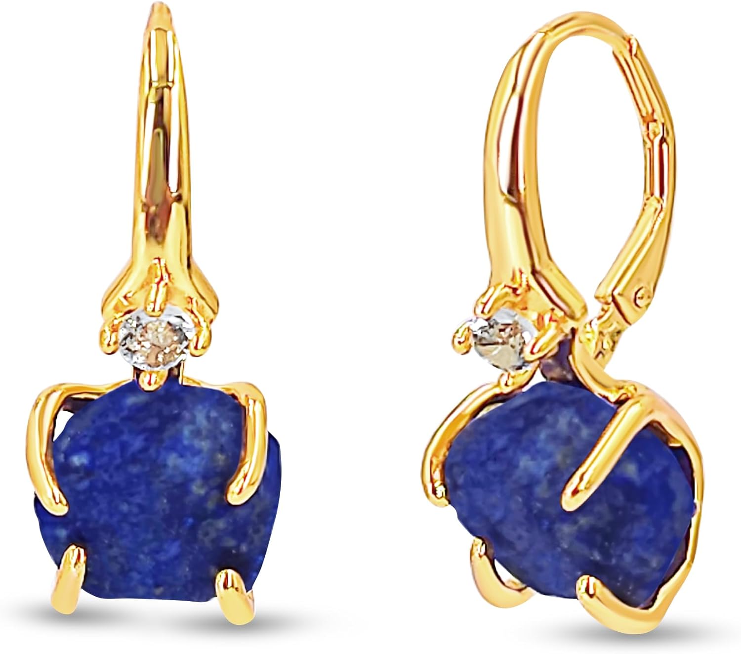 Real Raw Crystal Drop Earrings with Real Gold Birthstone Gift